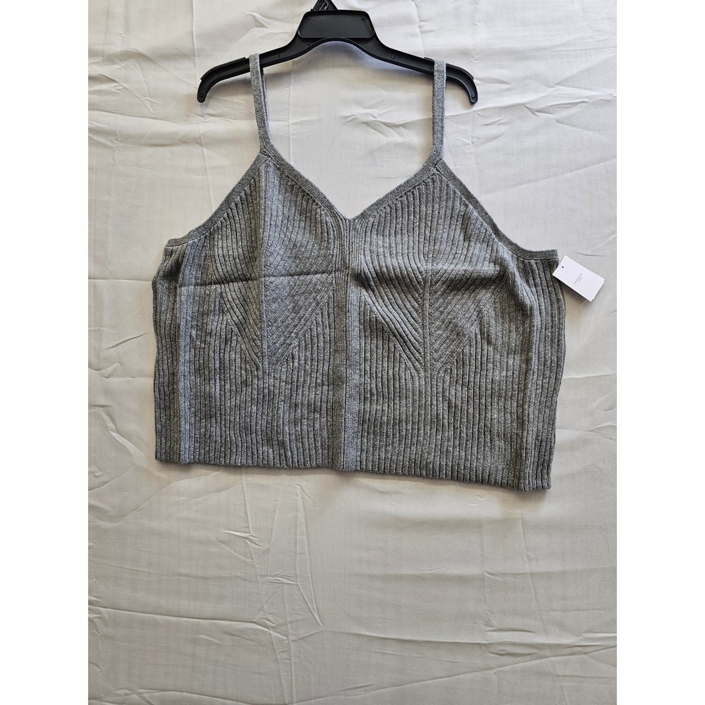 Auden Womens Gray Ribbed‎ Knit Pajama Cami Sleepwear Top Plus Size 4X 99EP8L NEW